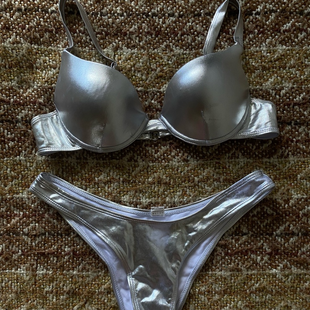 Silver two piece bikini set